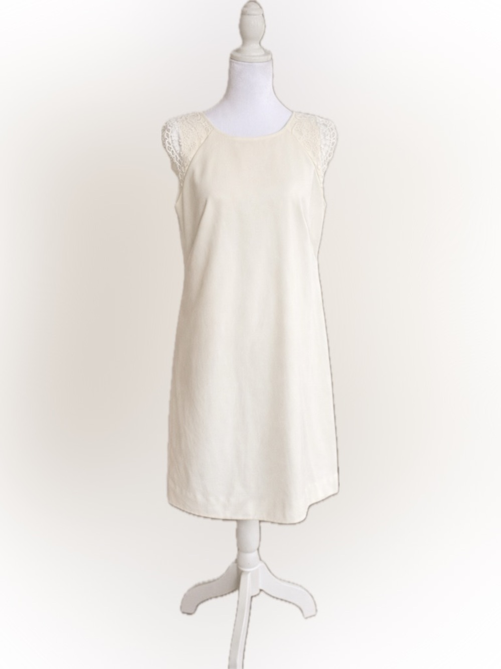 J.Crew Cream Shift Dress Lace Cap Sleeves Size 6